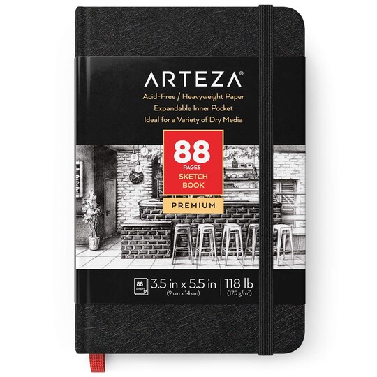 Arteza Sketchbook 3.5 × 5.5 in, 118 lb (175 g), 88 Pages, Model Arteza Sketchbook 3.5 × 5.5 in, 118 lb (175 g), 88 Pages, Model